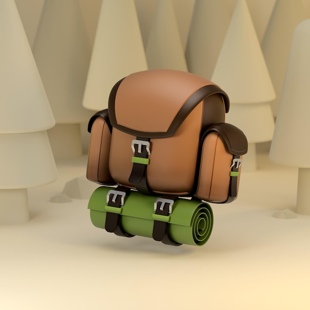 Ilustración 3D Diseño de vector de ilustración de mochila