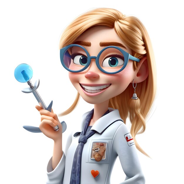 Foto ilustración 3d de un doctor lindo con un estetoscopio