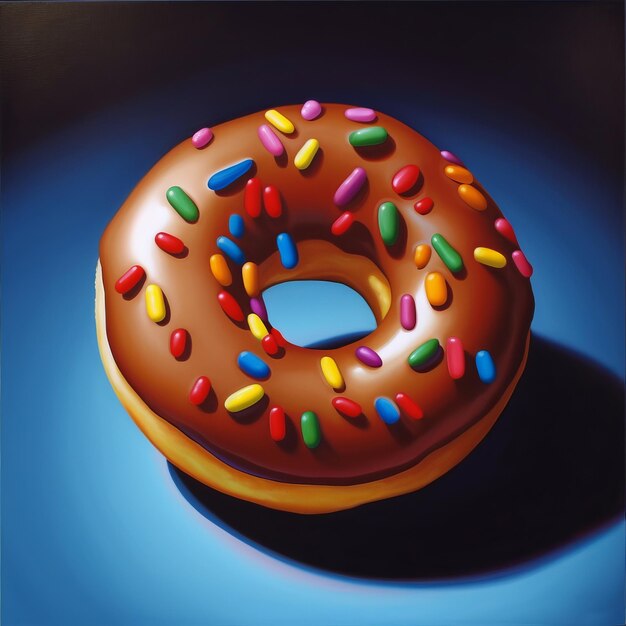 Ilustración 3d de donut dulce sobre fondo abstracto