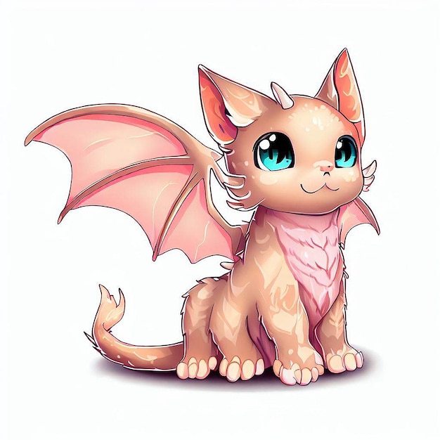 Ilustración 3D del dragón gato