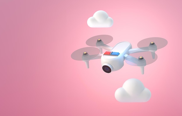 Ilustración 3D de drones policiales aislados