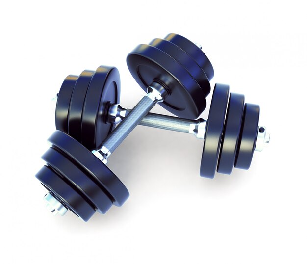 Foto ilustración 3d de dumbell aislado en blanco