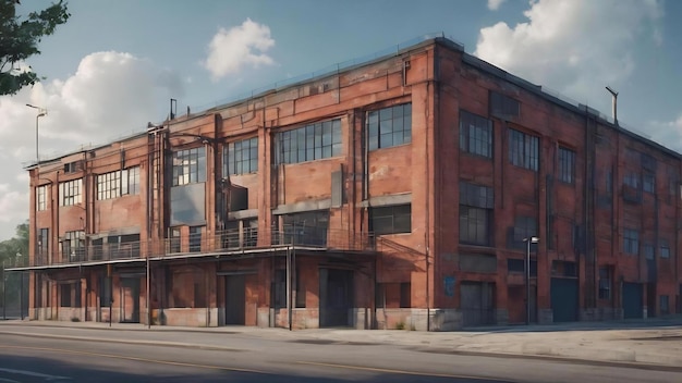 Ilustración en 3D de un edificio industrial