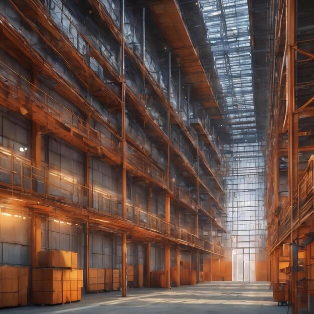 Ilustración en 3D de un edificio industrial