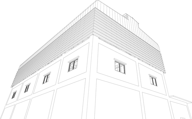 Ilustración en 3D de un edificio industrial