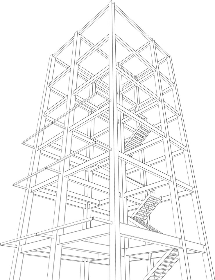Foto ilustración en 3d de un edificio industrial