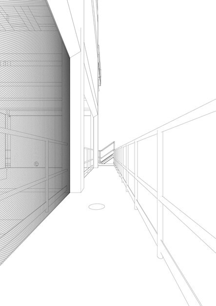 Ilustración en 3D de un edificio industrial