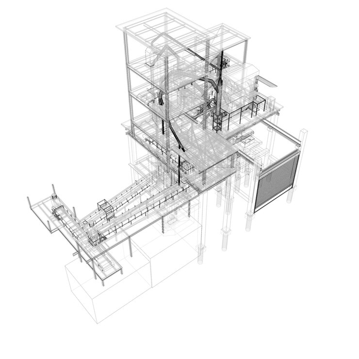 Foto ilustración en 3d de un edificio industrial