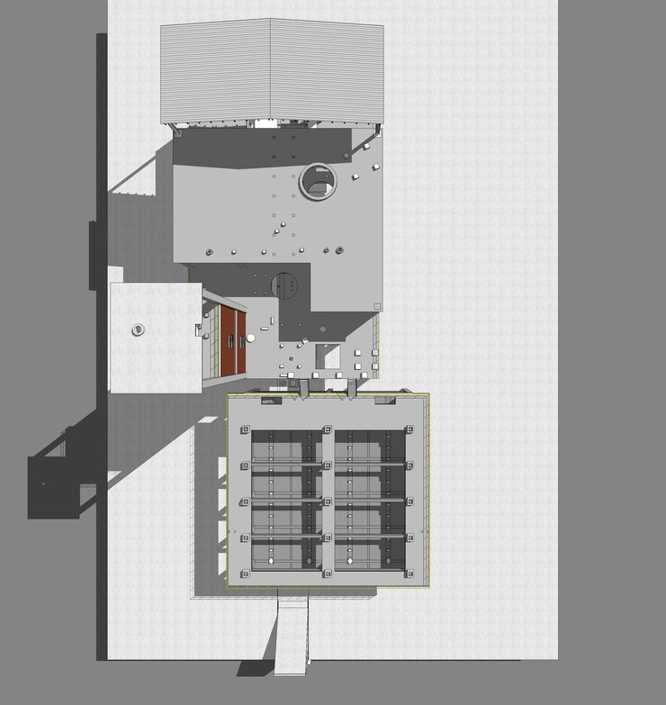 Foto ilustración en 3d de un edificio industrial