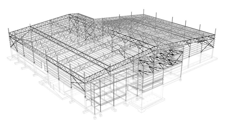 Foto ilustración en 3d de un edificio industrial