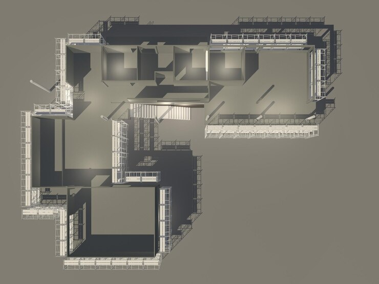 Foto ilustración 3d de edificios y construcciones