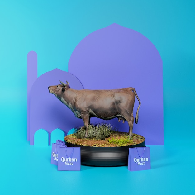 Foto ilustración 3d de eid aladha