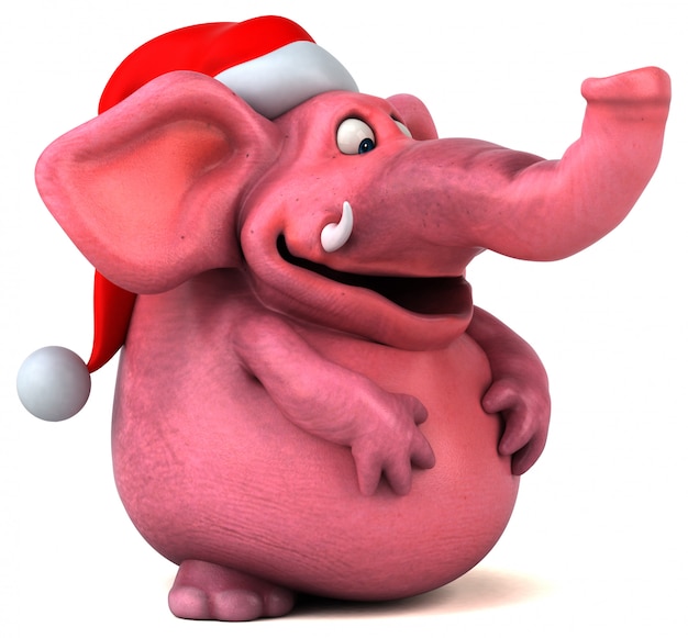 Ilustración 3D de elefante rosa