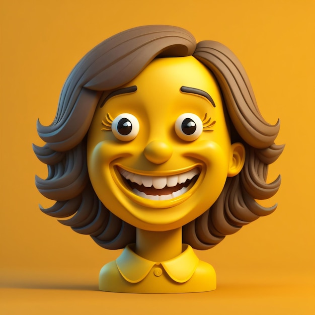 Foto ilustración 3d de emoji icono mujer sonrisa