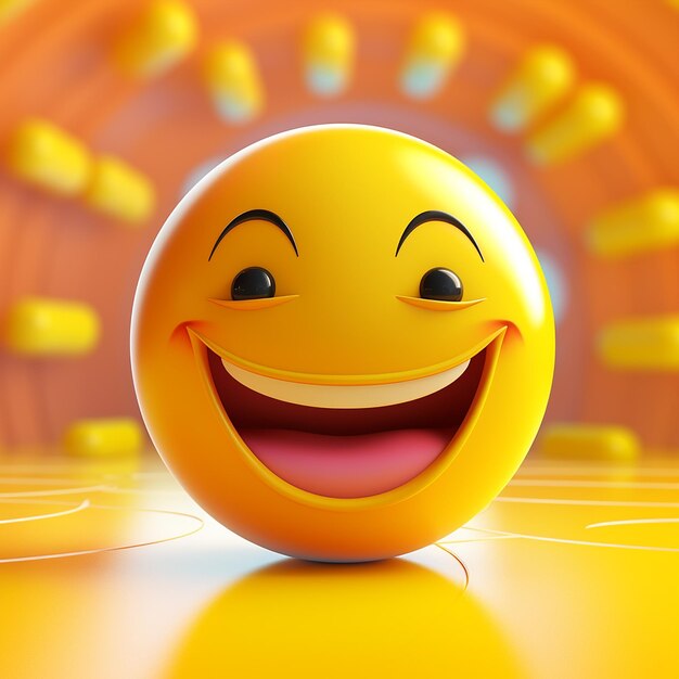 Foto ilustración 3d de emoji sonriente