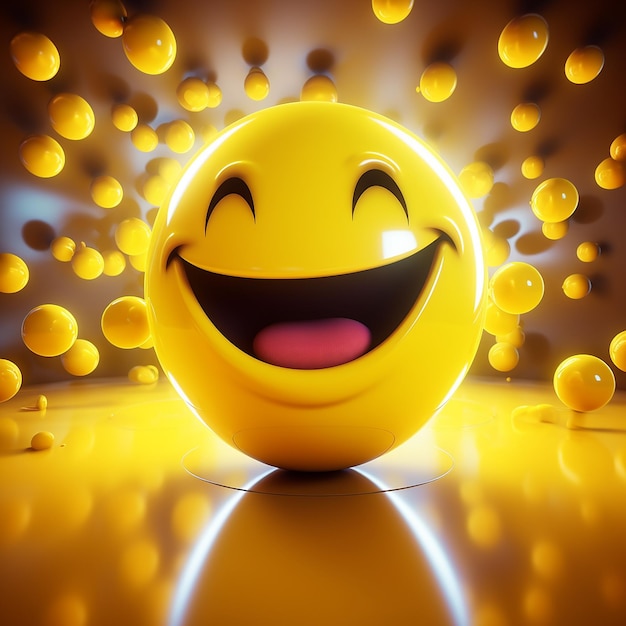 Foto ilustración 3d de emoji sonriente