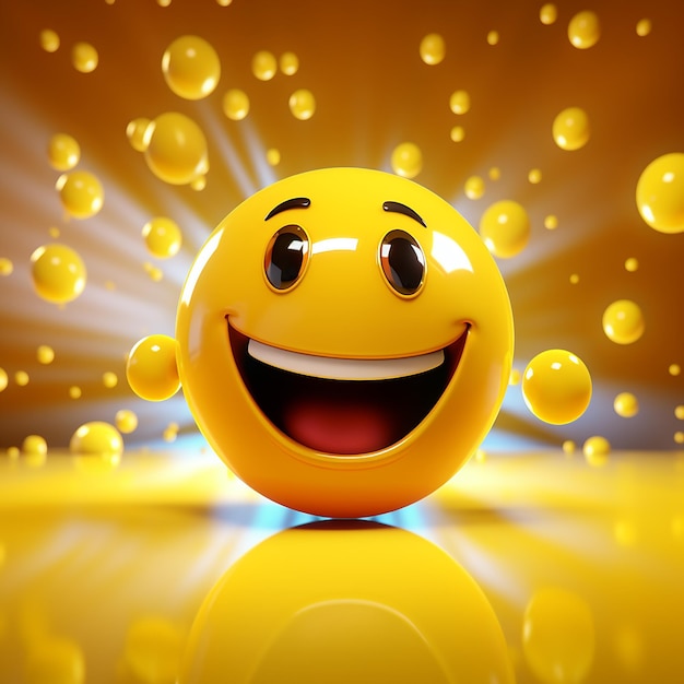 Foto ilustración 3d de emoji sonriente