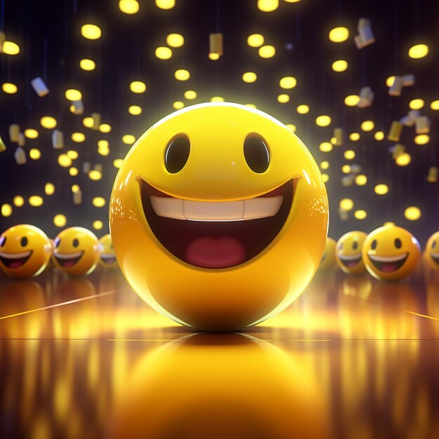 Foto ilustración 3d de emoji sonriente