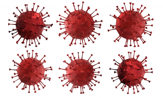 Ilustración 3D Enfermedad del coronavirus o cuerpo del virus COVID-19 aislado en blanco.