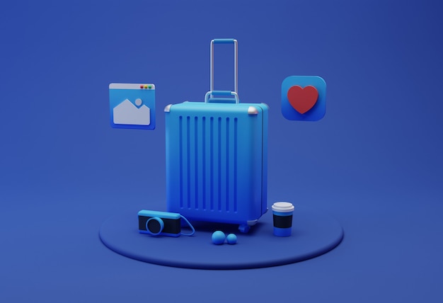 Ilustración 3D de equipo de viaje