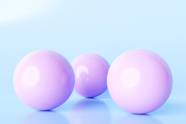 Ilustración 3d de una esfera rosa sobre un fondo azul Fondo metaball digital de volar