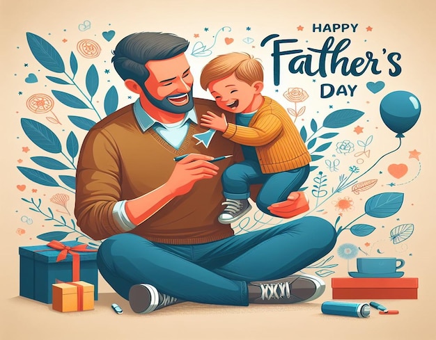 Esta ilustración 3D está diseñada para el Feliz Día del Padre