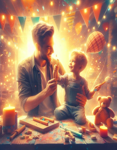 Esta ilustración 3D está diseñada para el Feliz Día del Padre