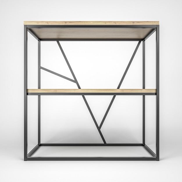 Ilustración 3d de un estante estilo loft moderno