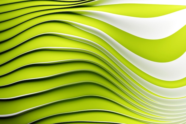 Ilustración 3d de un estéreo de rayas verdes y blancas Rayas geométricas similares a las ondas Patrón de líneas de cruce brillante abstracto