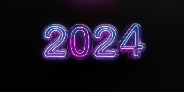 Ilustración 3D de estilo neón 2024