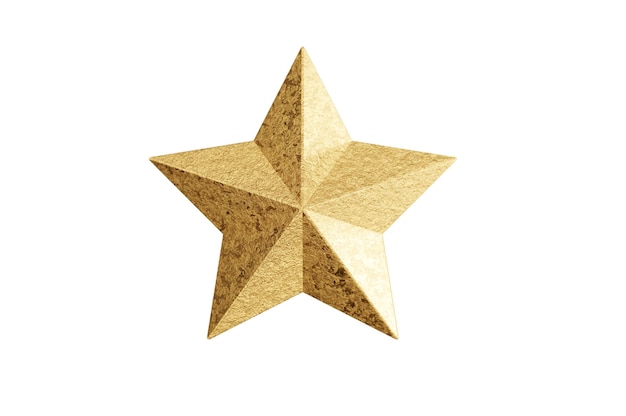 Ilustración 3D Estrella de Navidad dorada aislada