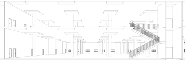 Ilustración en 3D de la estructura del edificio