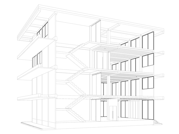 Ilustración en 3D de la estructura del edificio