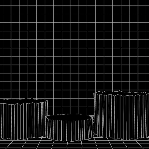 Ilustración 3D de estructura metálica de podio abstracto