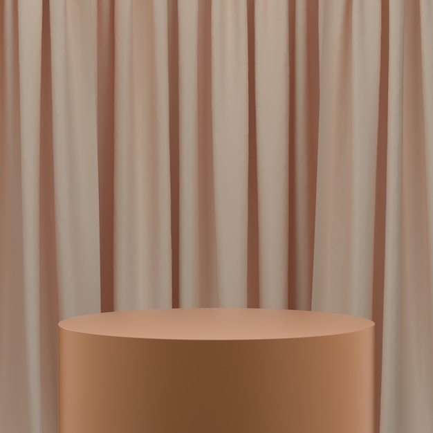 Ilustración 3d de la etapa del producto o pedestal con fondo de cortina