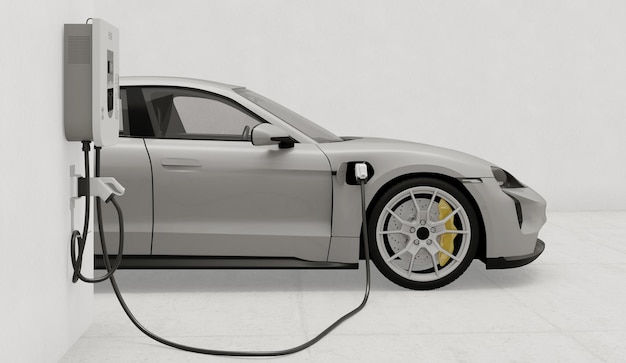 Ilustración 3D ev coche porsche taycan gts