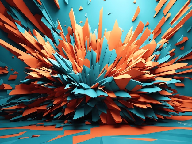 Ilustración 3D extraordinaria Fondo geométrico abstracto Diseño de potencia de explosión con superficie de trituración