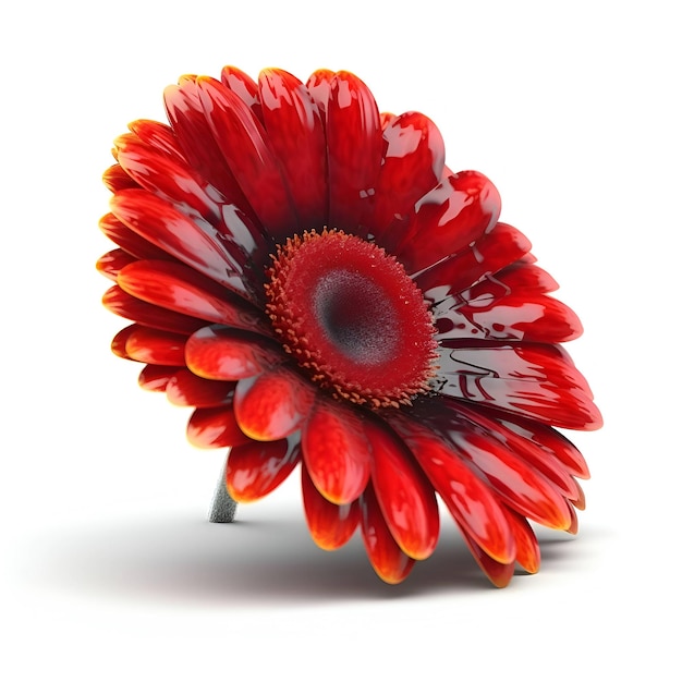 Ilustración 3D de la flor de gerbera roja aislada sobre un fondo blanco