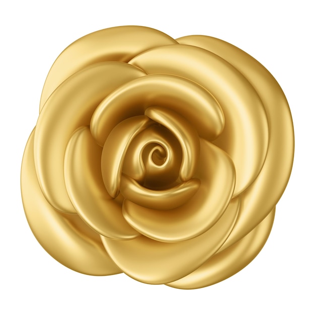 Ilustración 3D de la flor de la rosa dorada png de fondo transparente