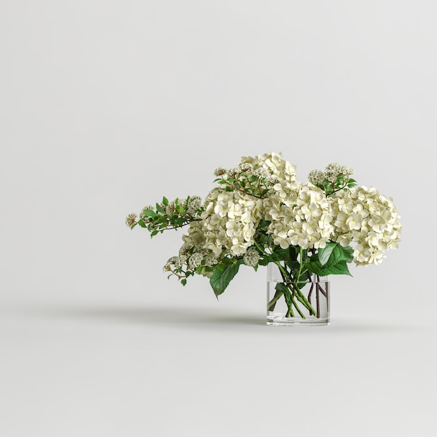 Ilustración 3d florero decoración aislado sobre fondo blanco.