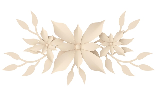 Ilustración 3D de flores de papel