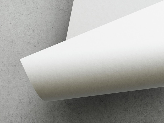 Ilustración 3D folla plegada de mockup de papel aislada