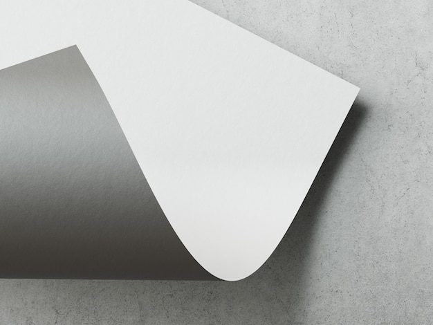 Ilustración 3D folla plegada de mockup de papel aislada