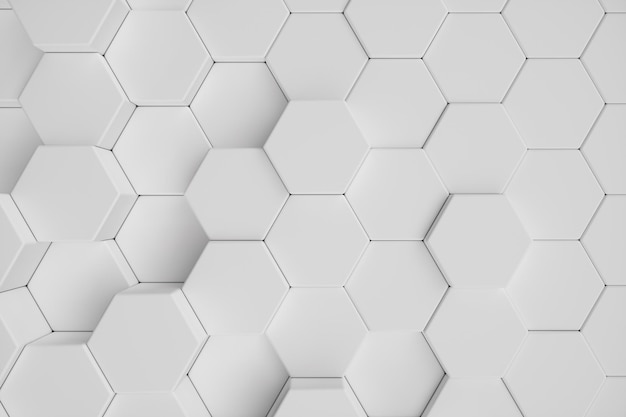 Ilustración 3D fondo abstracto hexagonal geométrico blanco. patrón hexagonal de superficie, panal hexagonal.