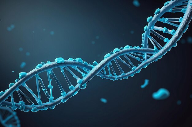 Ilustración 3D del fondo aislado de la estructura azul del ADN