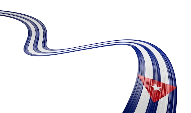 Ilustración 3d de fondo de cinta abstracta ondulada de bandera cubana o cubana