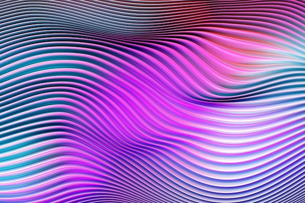 Ilustración 3d de un fondo degradado abstracto rosa clásico con líneas IMPRESIÓN de las olas Textura gráfica moderna Patrón geométrico