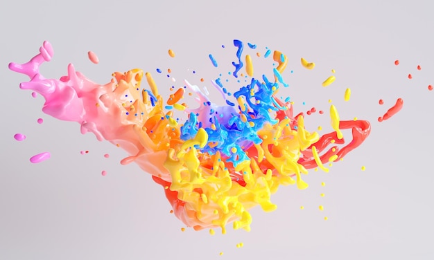 Ilustración 3d de fondo de diseño de color de salpicadura de color abstracto
