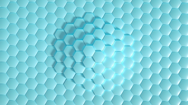 Ilustración 3d de fondo hexagonal de geometría