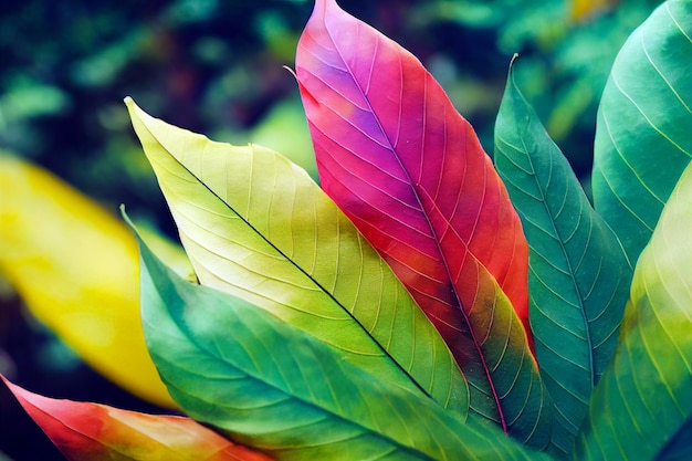 Ilustración 3D de fondo de hojas estacionales de otoño colorido